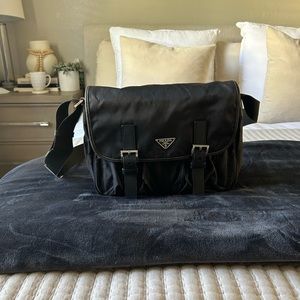 Authentic vintage Prada Nylon/Leather Messenger Bag
